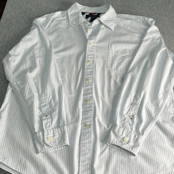 TOMMY HILFIGER Men's Light Blue Striped Shirt XL - Picture 6 of 9